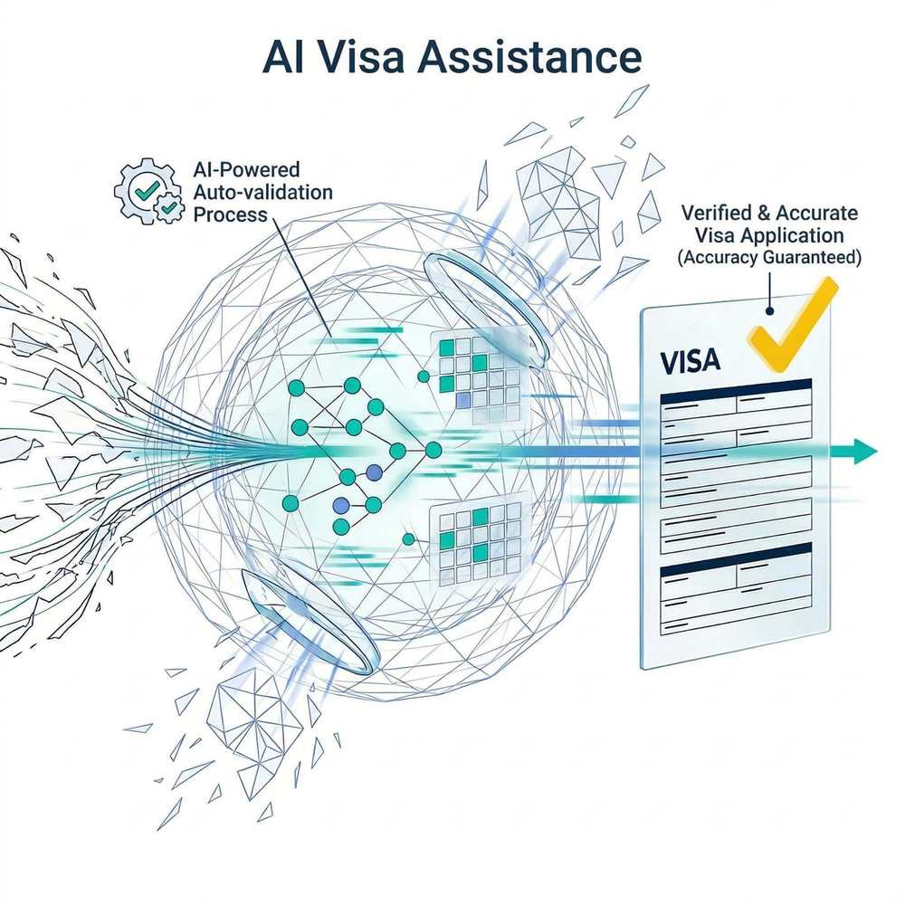 AI Visa Assistance. AI-powered auto-validation process delivering verified and accurate visa applications with accuracy guaranteed.